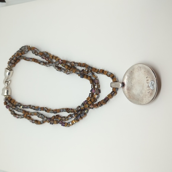 Simon Sebbag Sterling Silver Pendant and Coated Glass Bead Necklace - Picture 3 of 7